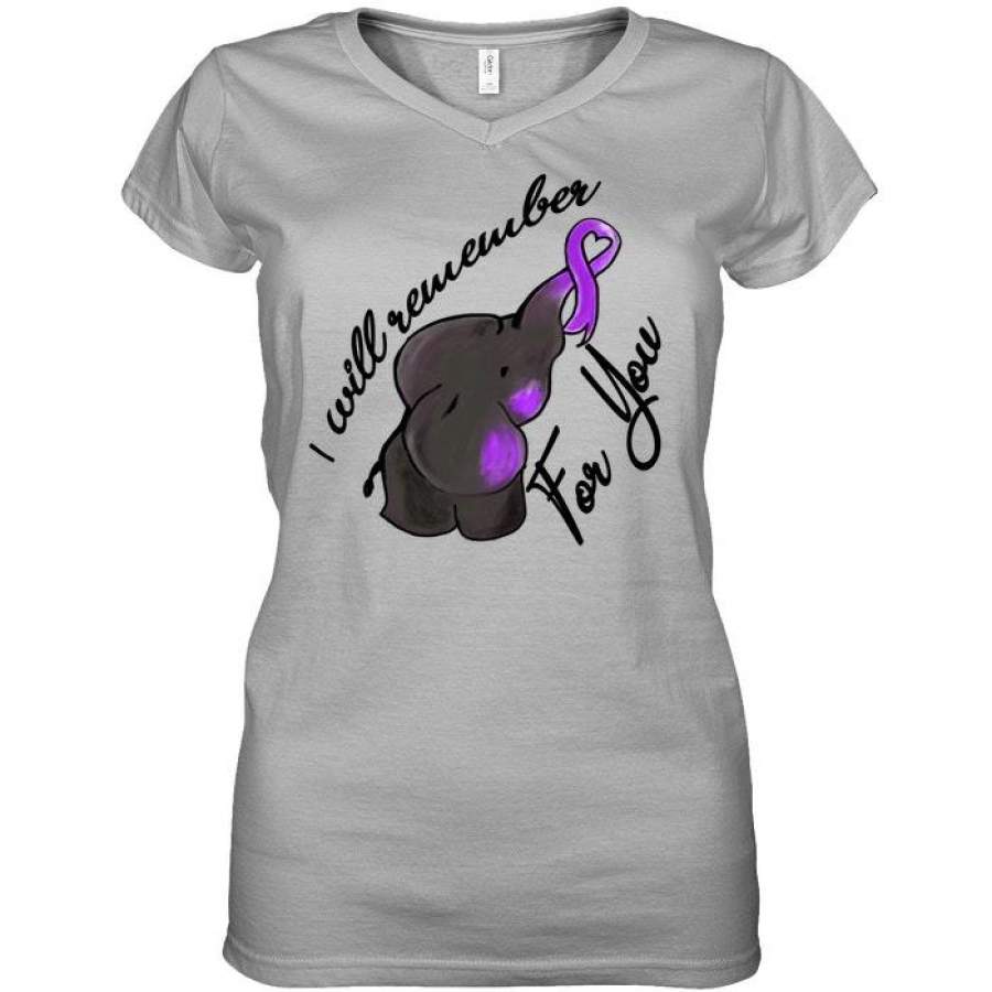 Elephant- I Will Remember For You Ladies V-Neck