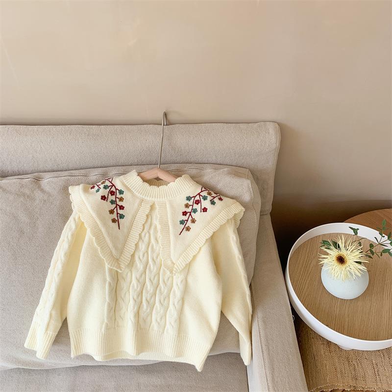 Sweater O-neck Collar Full Sleeve Solid Pullover Cotton New Fashion Warm Cute Simple Comfortable Spring Autumn Kids Girls alx