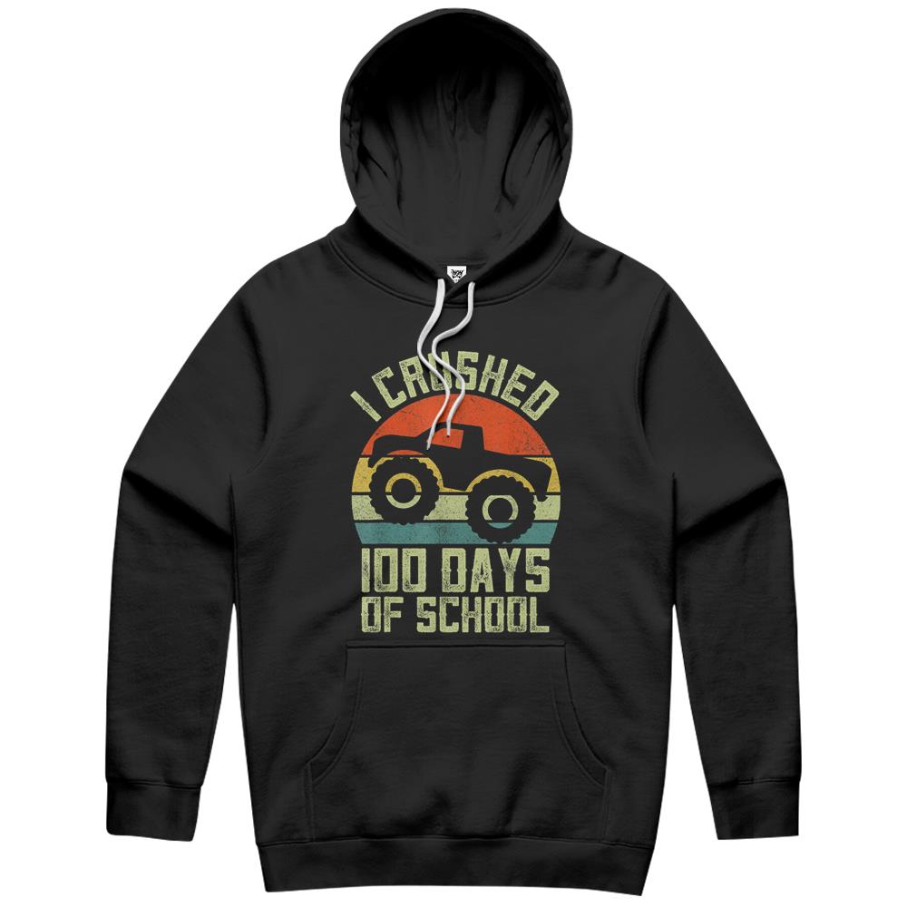 I Crushed 100 Days Of School Truck Vintage Shirt, Kids Boys Hoodie