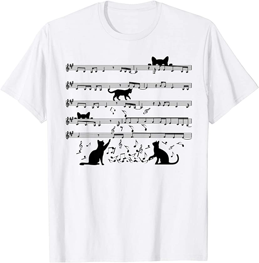 Cute Cat Music Notes – Funny Musical Kitten Owner Gift T-Shirt