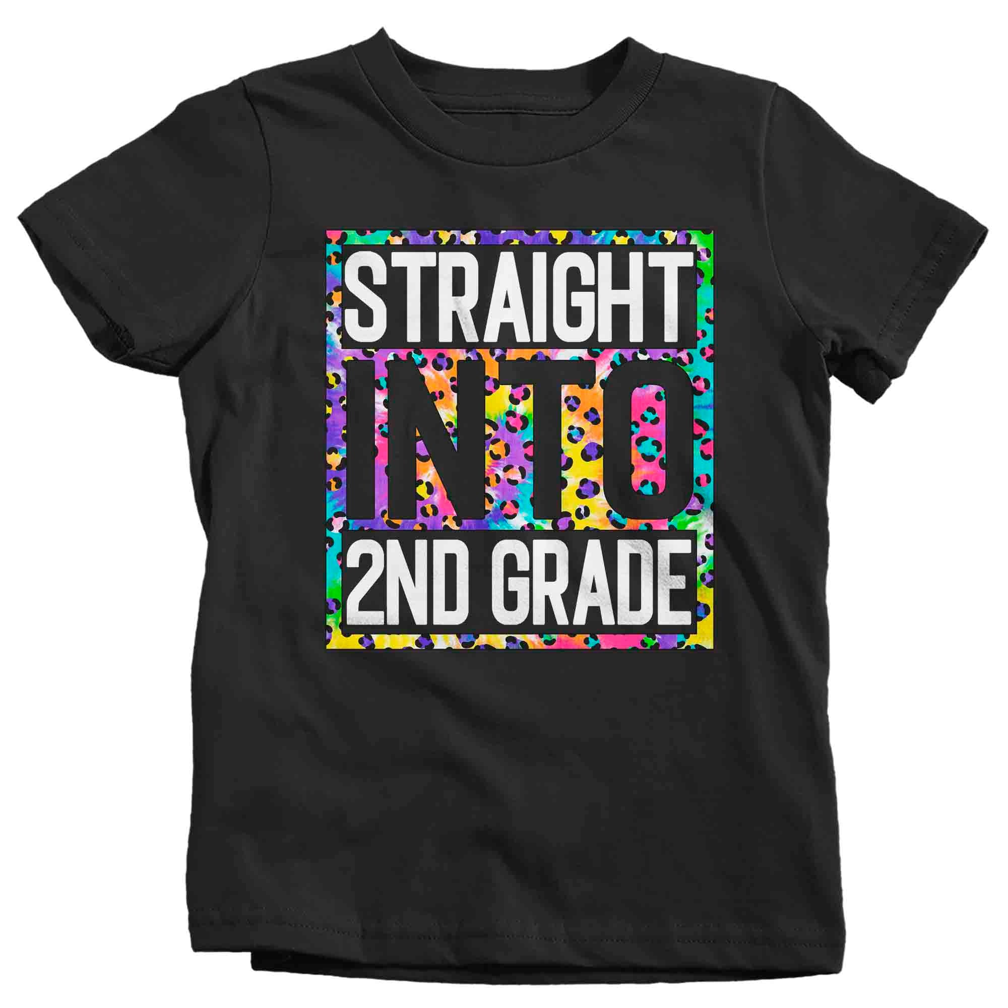 Kids Girl’S 2Nd Grade Shirt Colorful Tie Dye Leopard Straight Into Second Grade T Shirt Cute Back To School Shirt Gift Tshirt