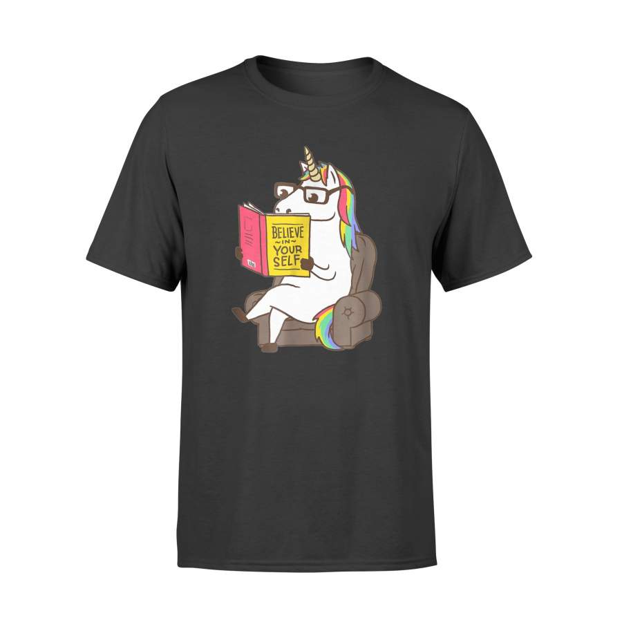 Unicorn Shirt Believe in Yourself Motivational Book T-Shirt – Standard T-shirt