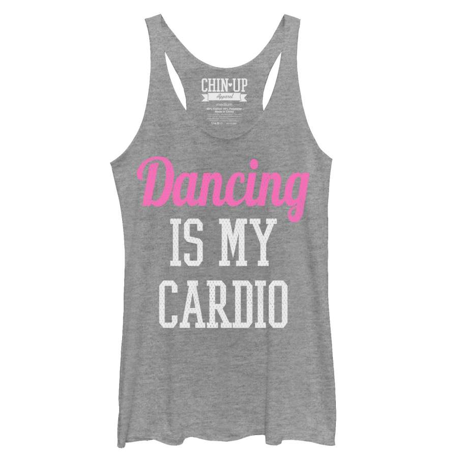 CHIN UP Women’s Dancing is My Cardio  Racerback Tank Gray Heather