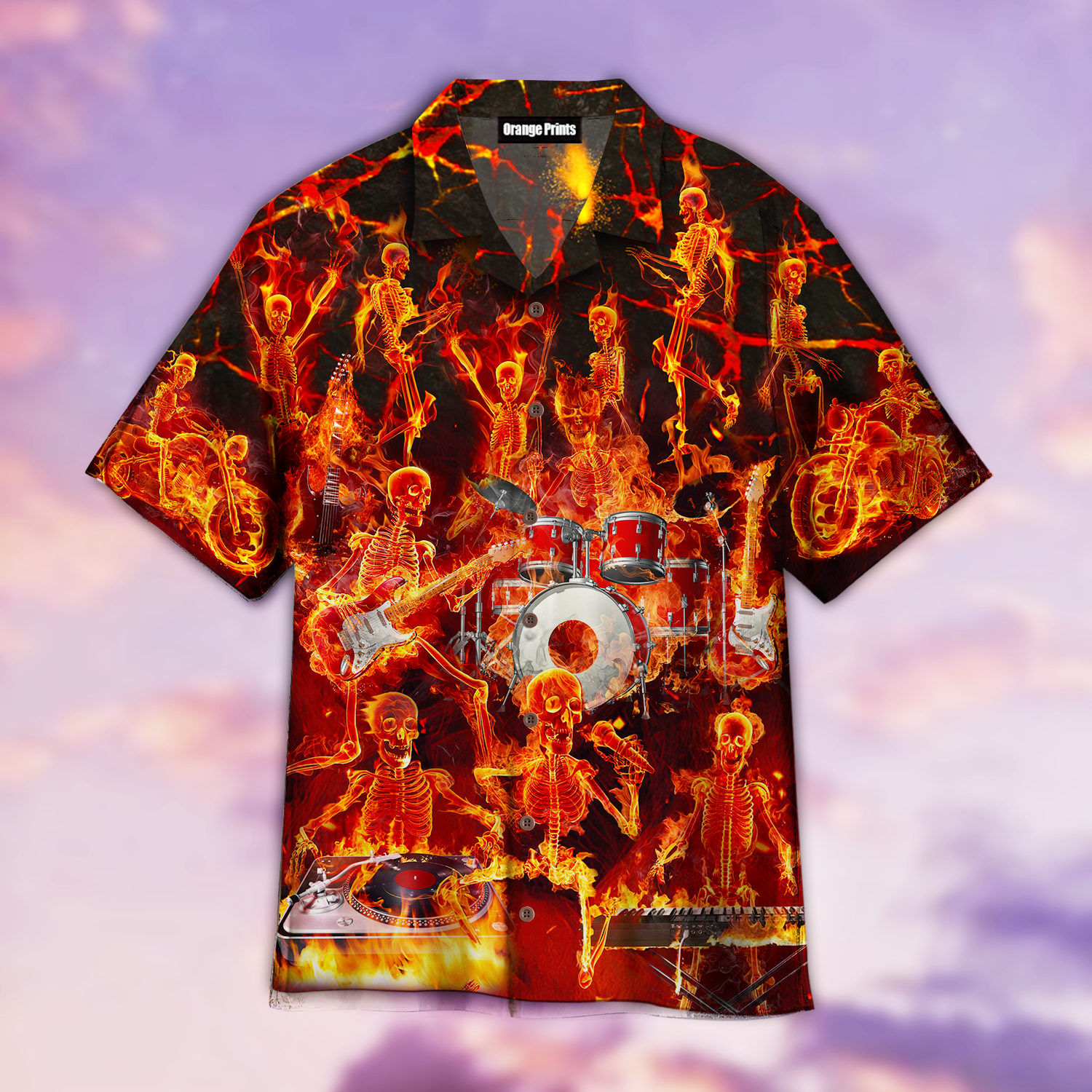 Fire Flame Drums Skull Aloha Hawaii Shirts For Men Women Ha1942