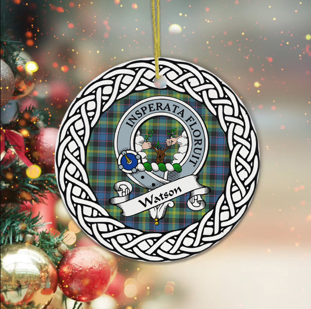 Watson Scottish Clan Tartan Crest Badge Plaid Ornament Gift. Christmas Tree Ornament Tartan Ornament Great Christmas Ornaments Gift