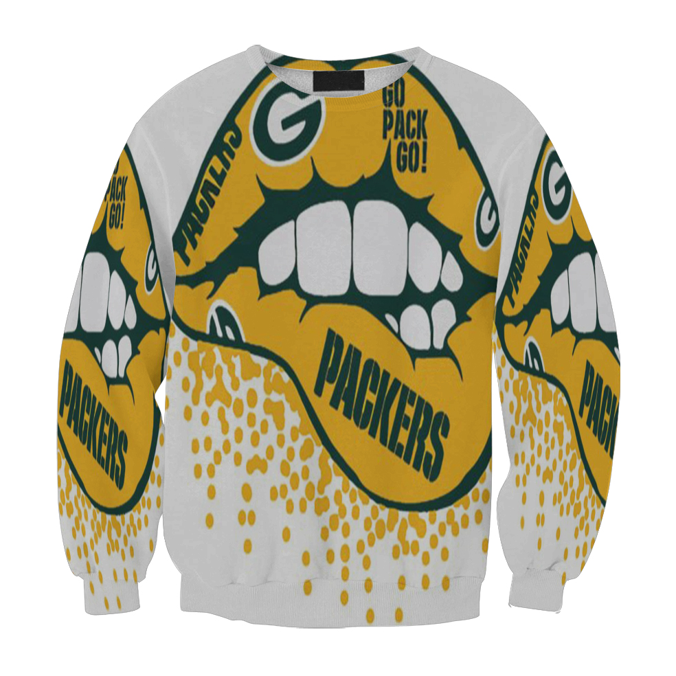 Green Bay Packers Go Pack Go Lips Gift For Fan 3D Full Printing Sweatshirt