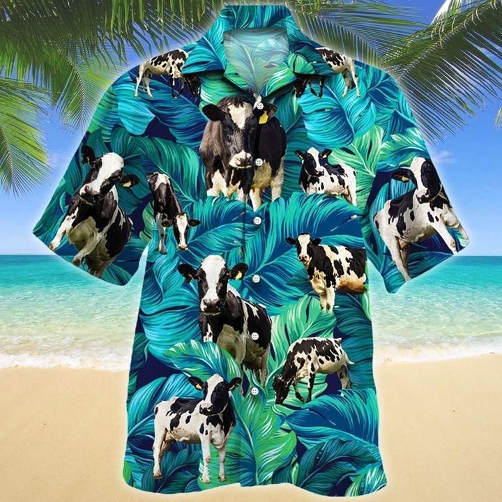 Cattle Hawaiian Shirt Green Holstein Friesian Lovers Ha88019