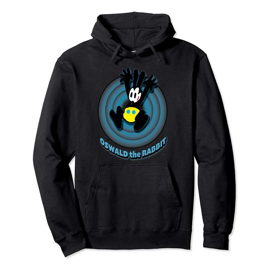 Oswald A Cartoon Rabbit Jumps | Blue Retro Cartoon Circle Pullover Hoodie Unisex 3D All Over Print