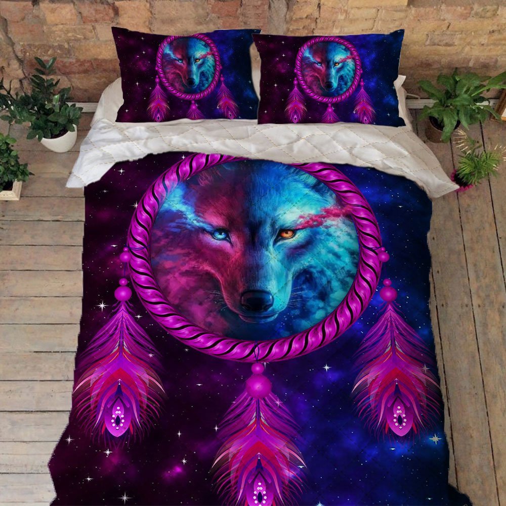 Dreamcatcher Bedding Fantasy Wolf Dreamcatcher Quilt Bedding Set