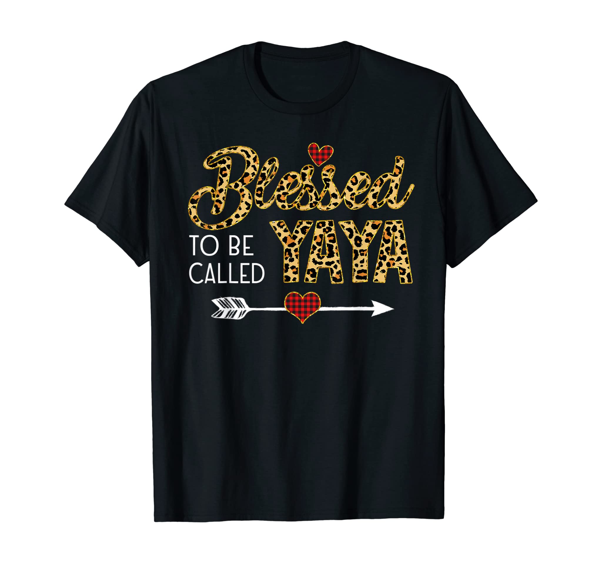 Blessed To Be Called Yaya Leopart Red Plaid Buffalo Xmas T-Shirt