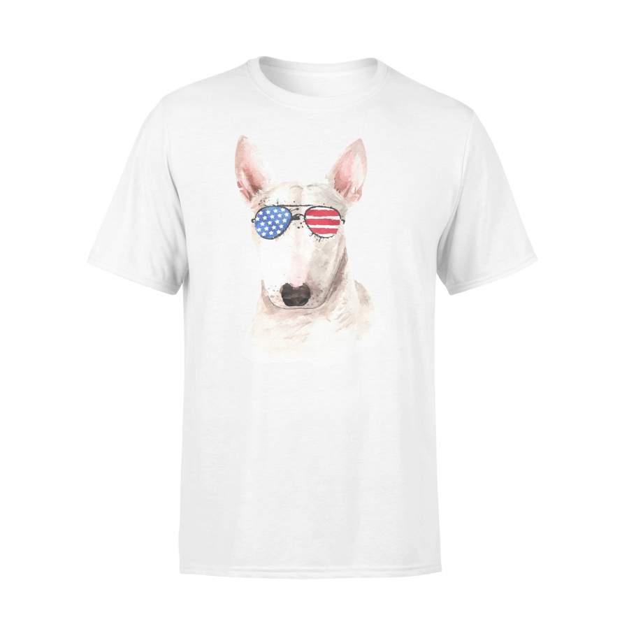 Patriotic Bull Terrier Lovers American Flag T-Shirt