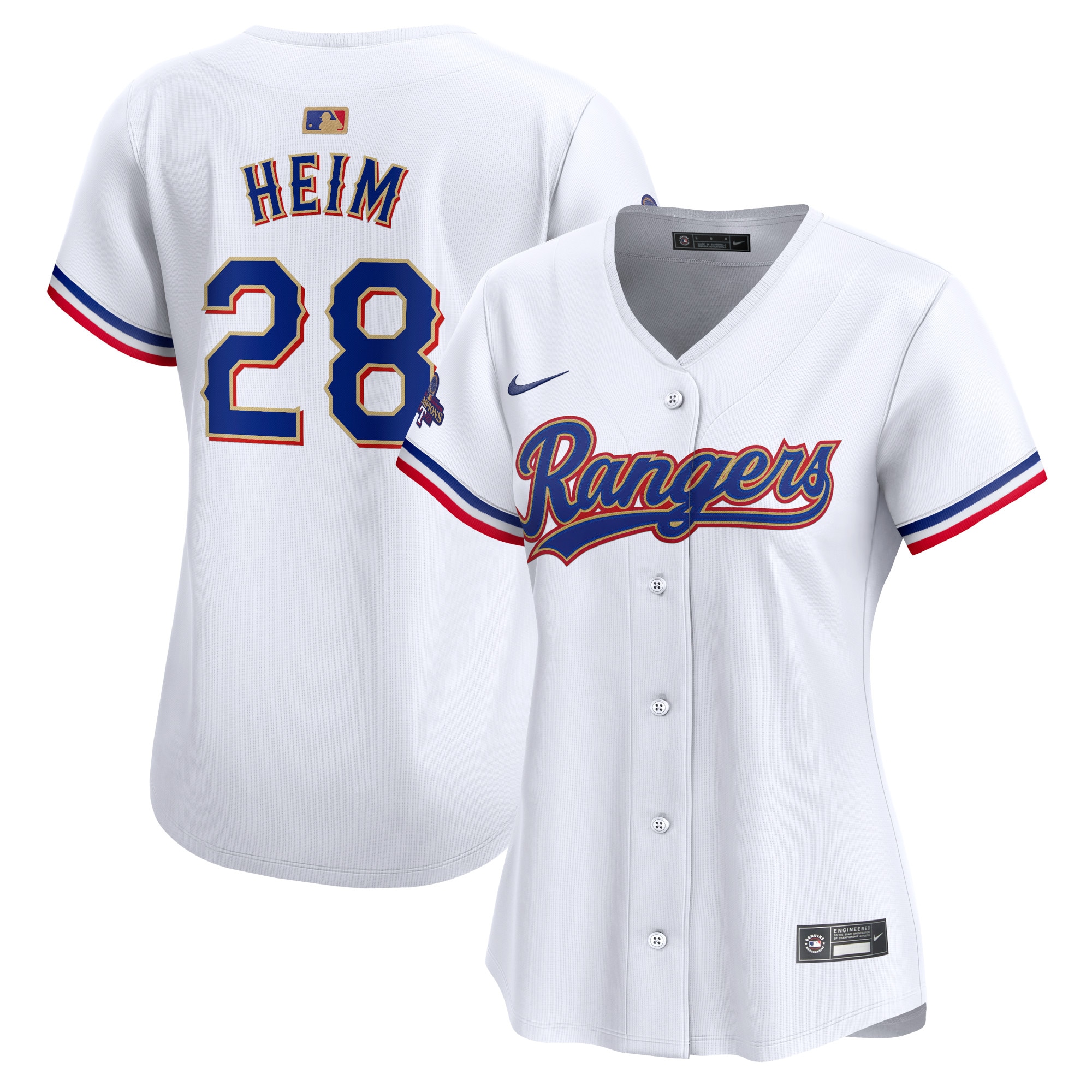 Jonah Heim Texas Rangers Women's 2024 Gold Collection Limited Player Jersey  White