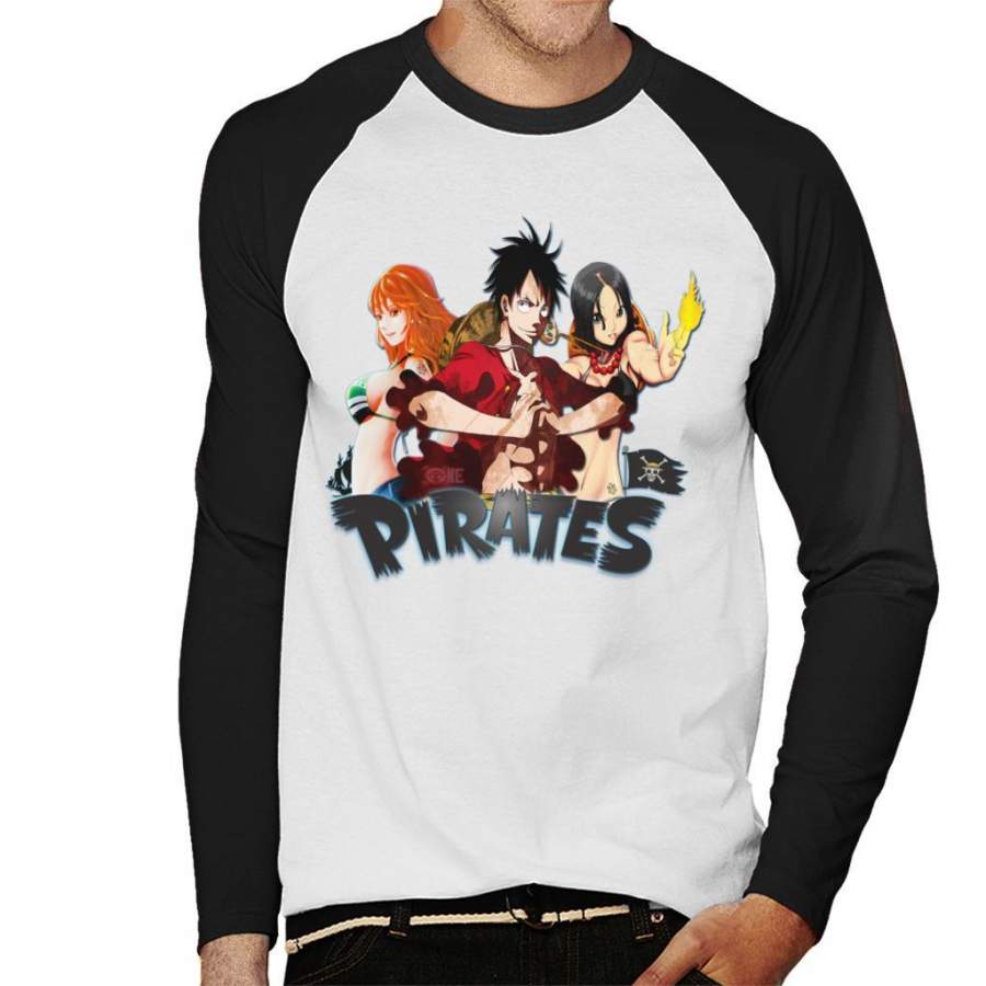 One Piece Luffy Nami And Nico Pirates Men’s Baseball Long Sleeved T-shirt