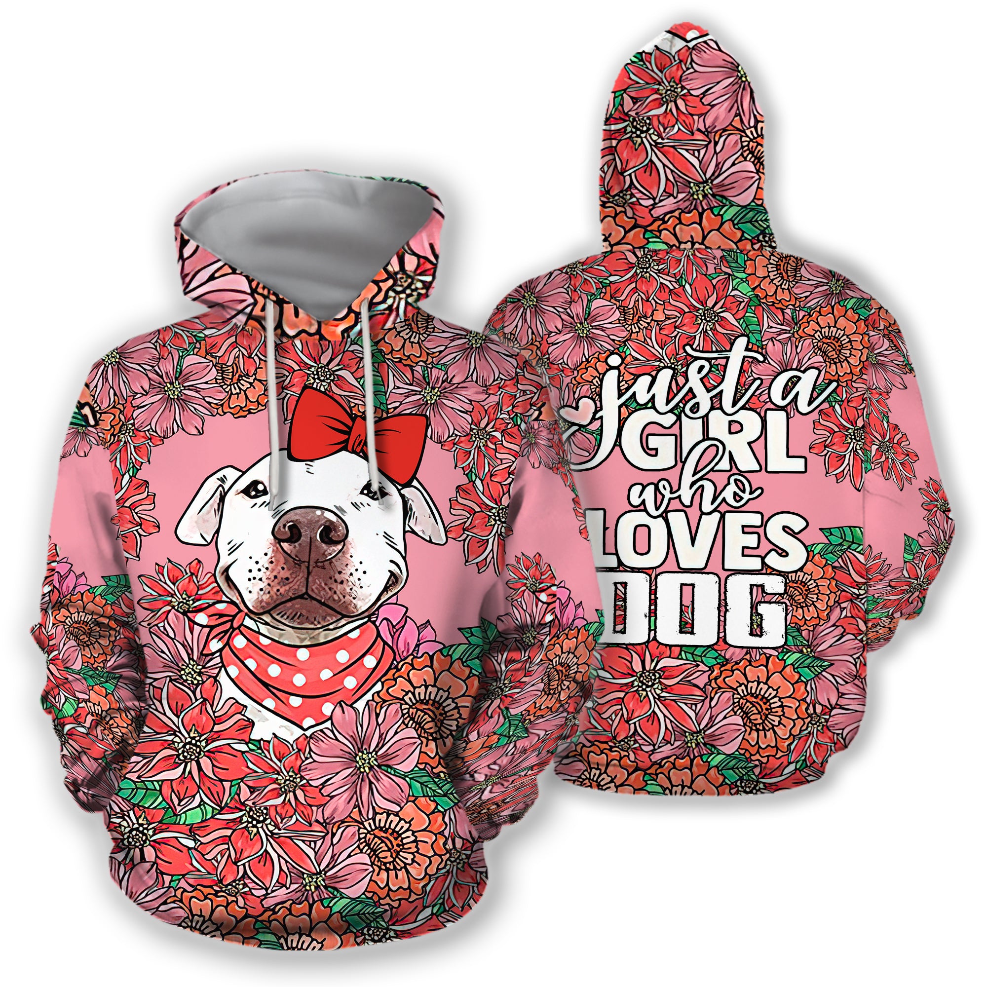 ViticFashion™ dog with bow & flower- light rose pink- soft all size hoodie