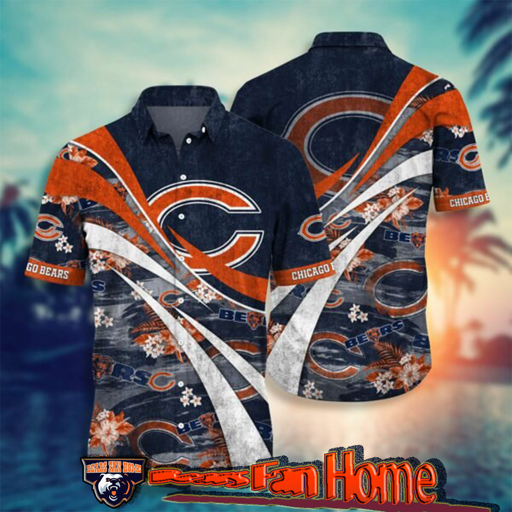 Chicago Bears Nfl Men Hawaiian Button Up Shirt