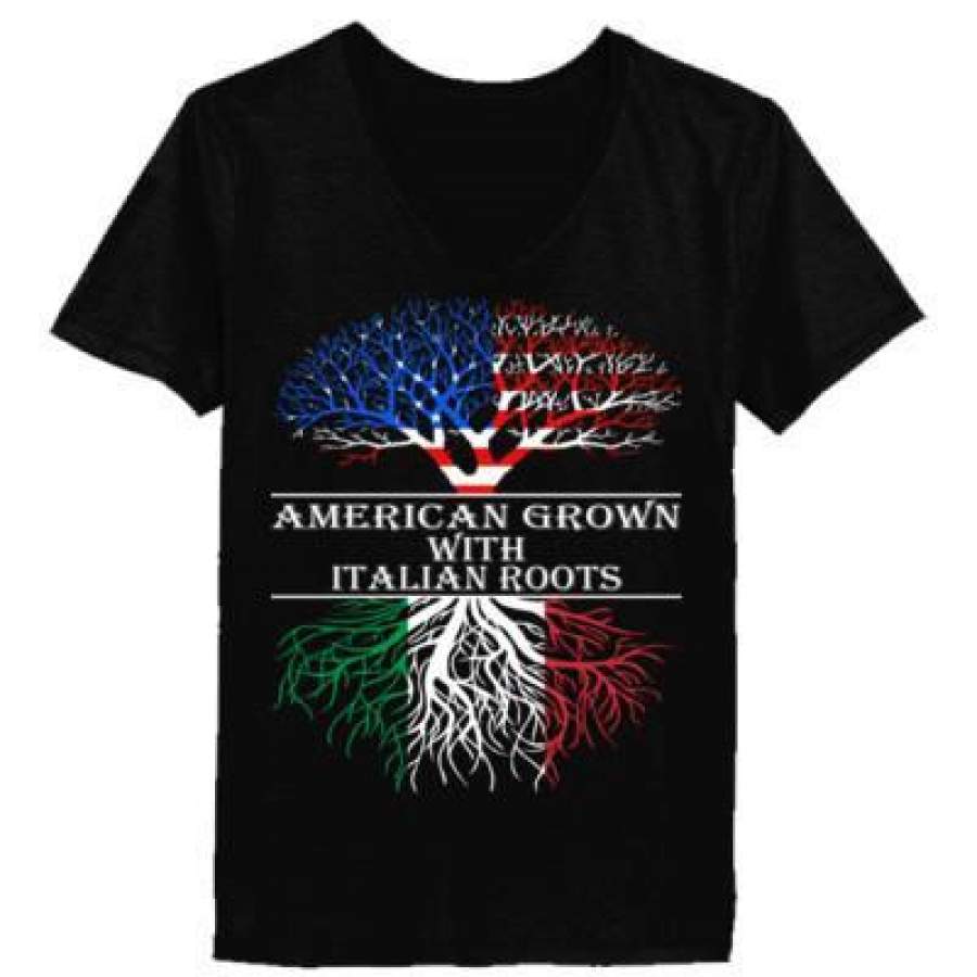 AGR American Grown With Italian Roots – Ladies’ V-Neck T-Shirt