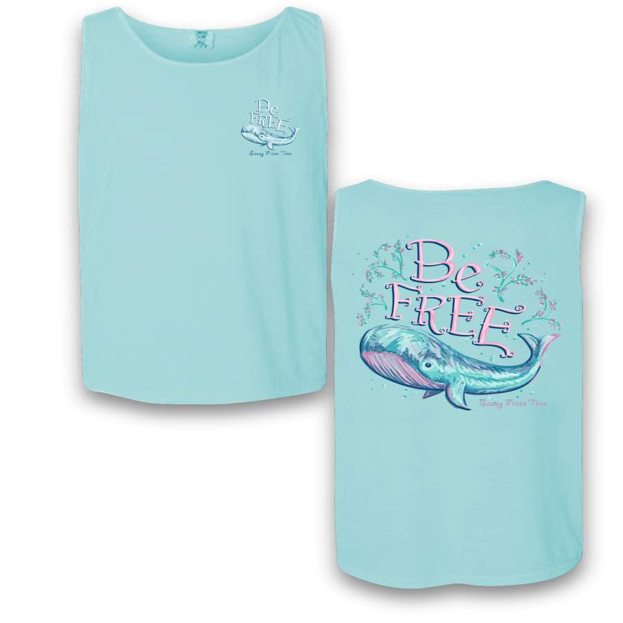 Sassy Frass Be Free Whale Comfort Colors Girlie Bright Tank Top T Shirt