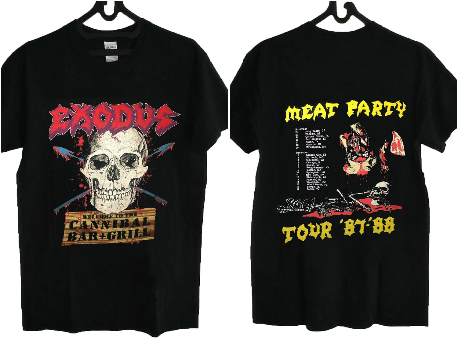 Vtg Exodus Concert Cannibal Bar N Grill Meat Party Tour T-Shirt