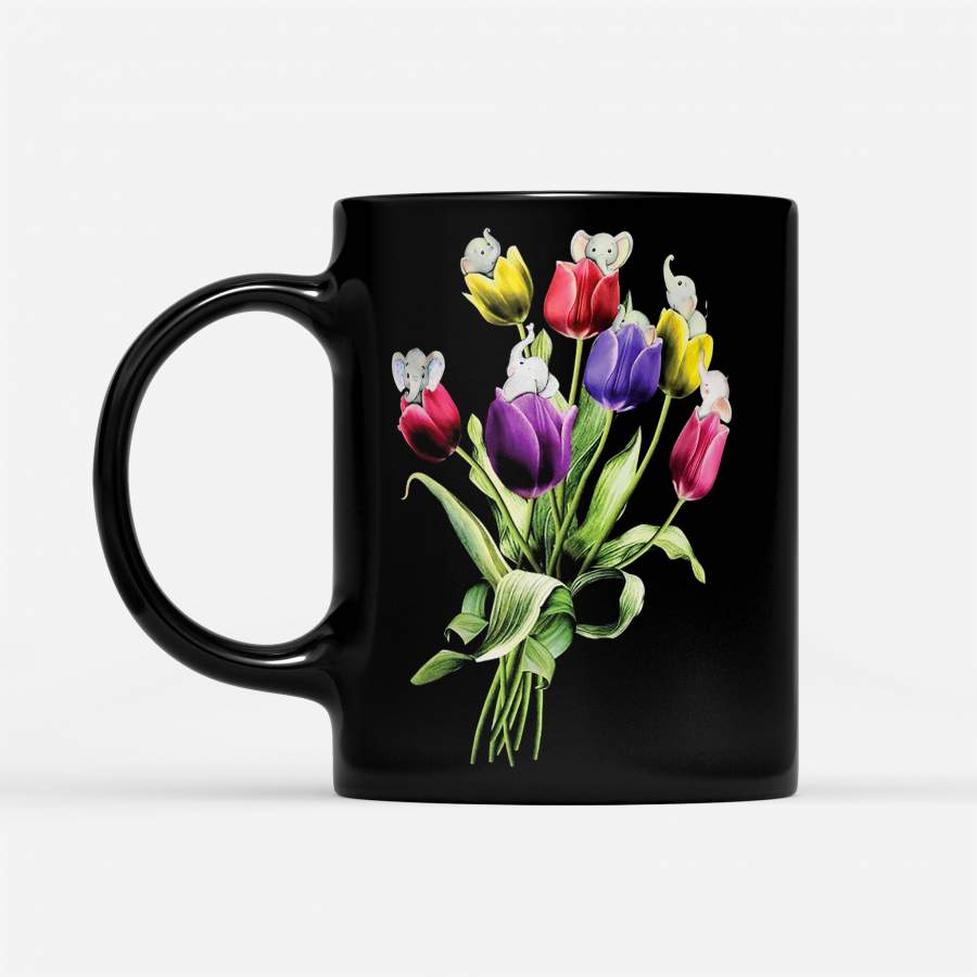 Elephant Tulip Flowers – Black Mug