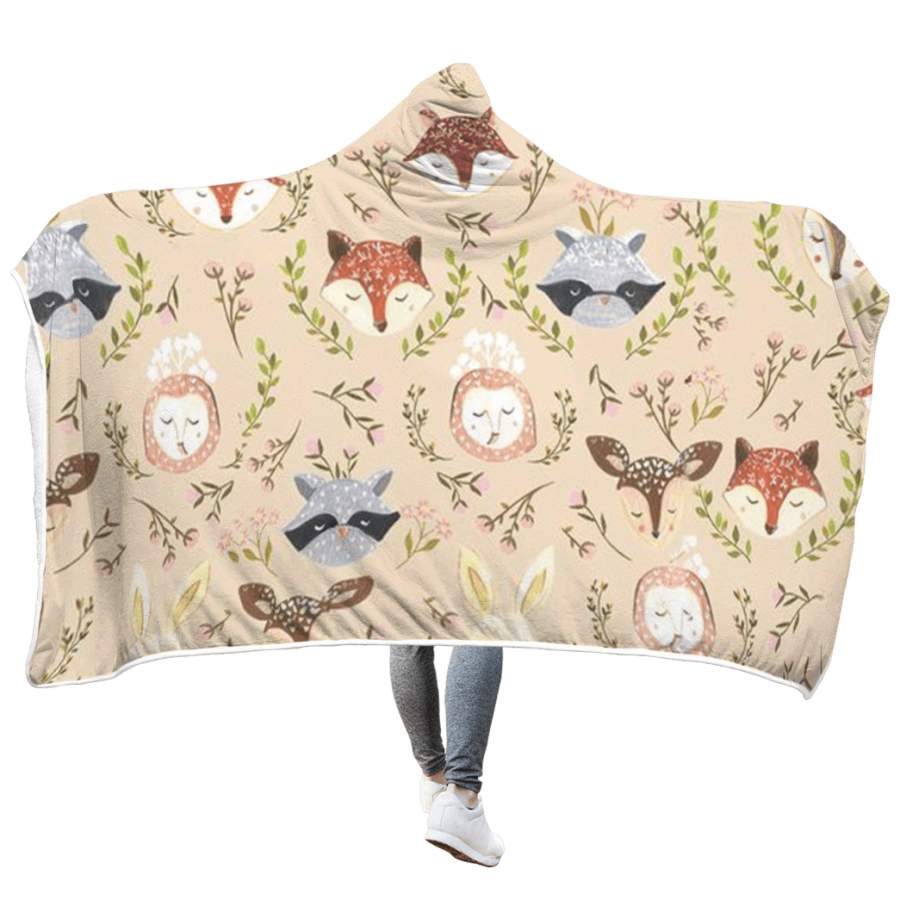 Animals In Spring Custom Hooded Blanket