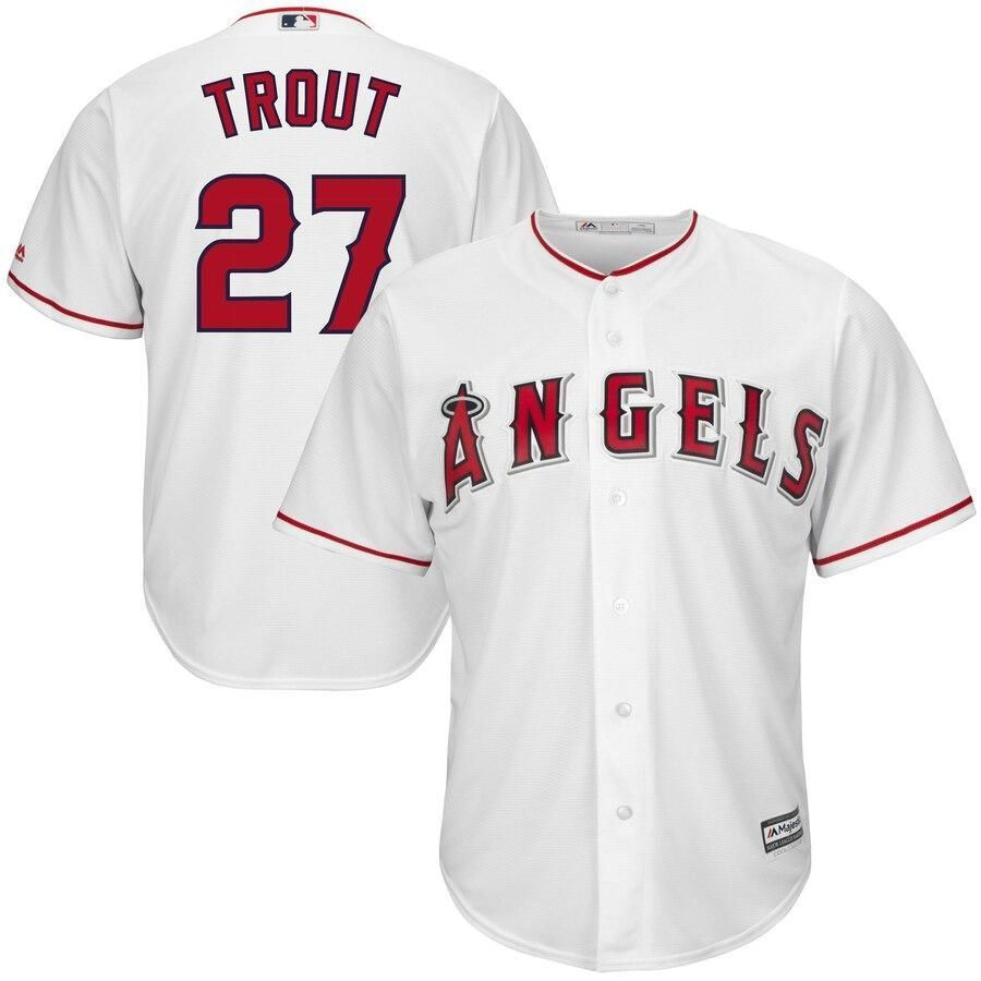 Mike Trout 27 Los Angeles Angels Majestic Big And Tall Cool Base Player White 3D Jersey