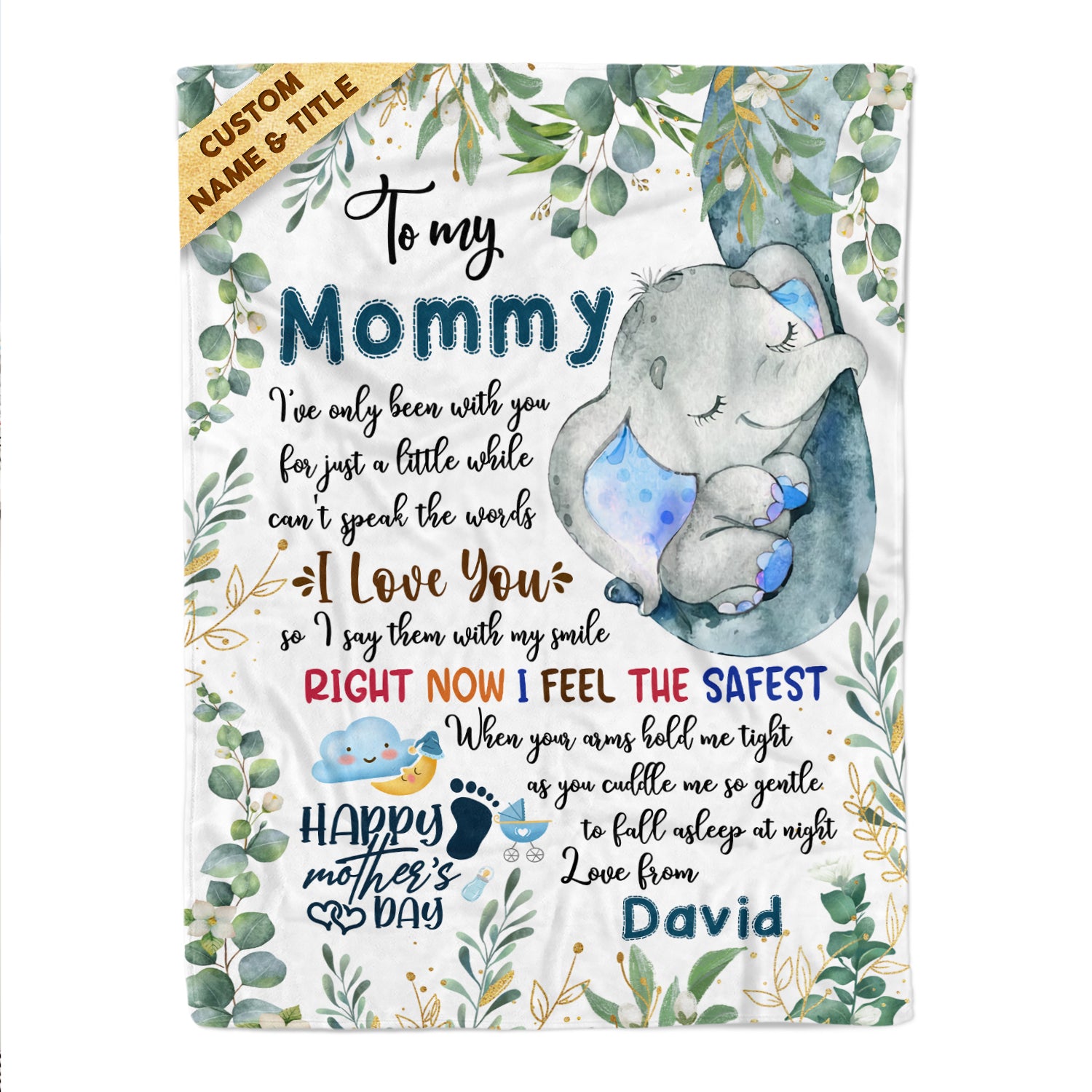 To My Mommy I’Ve Only Been With You Elephant Personalized Fleece Blanket