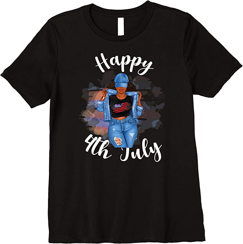 Womens Happy Fourth July Black Womans African American Mom Mother Premium T-Shirt