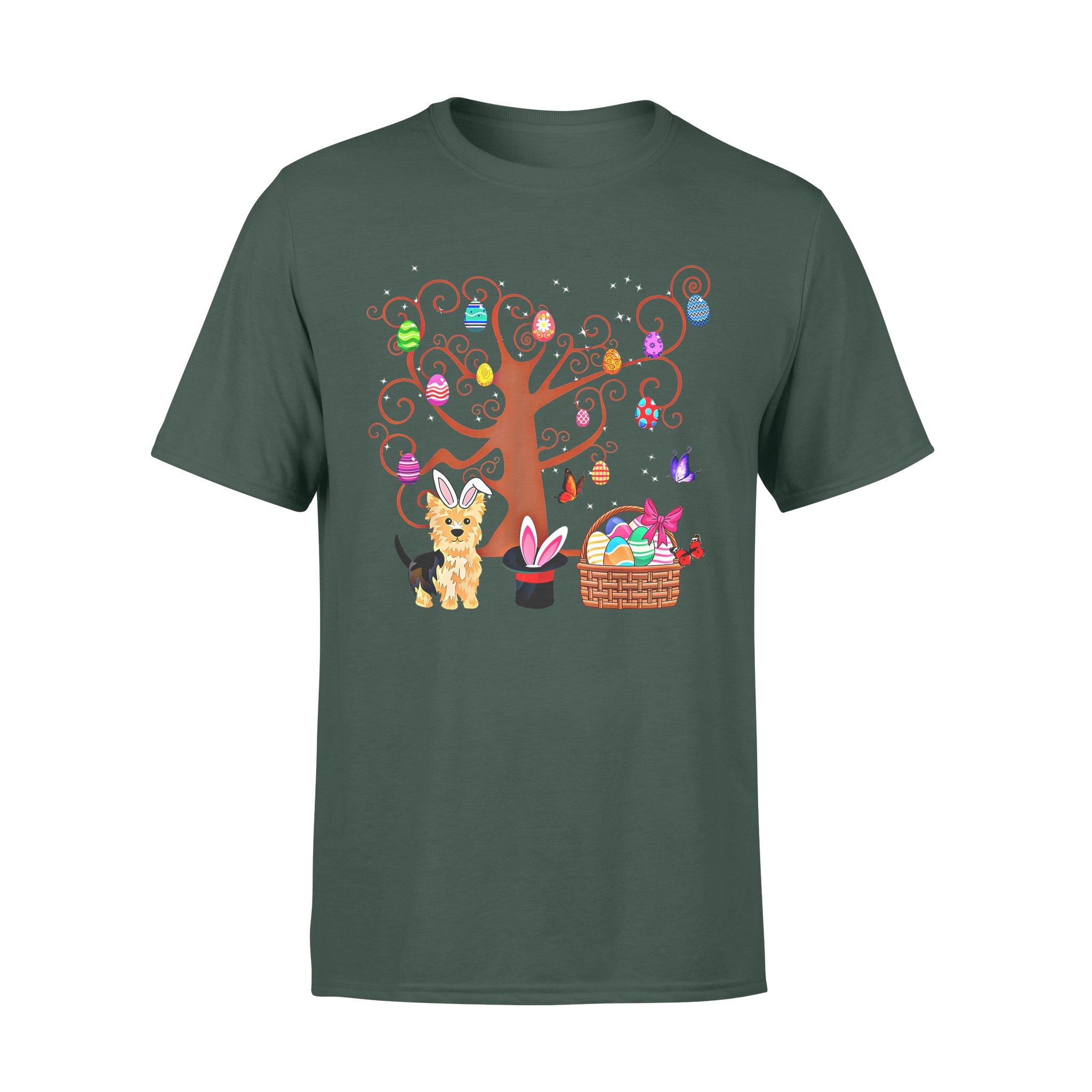 Dog gift idea Yorkie Pet Hunting Egg Tree Bunny T-Shirt – Standard T-shirt