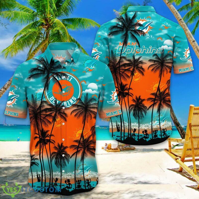 Miami Dolphins Hawaii Shirt Beach Palm Tree Aloha Summer Gift