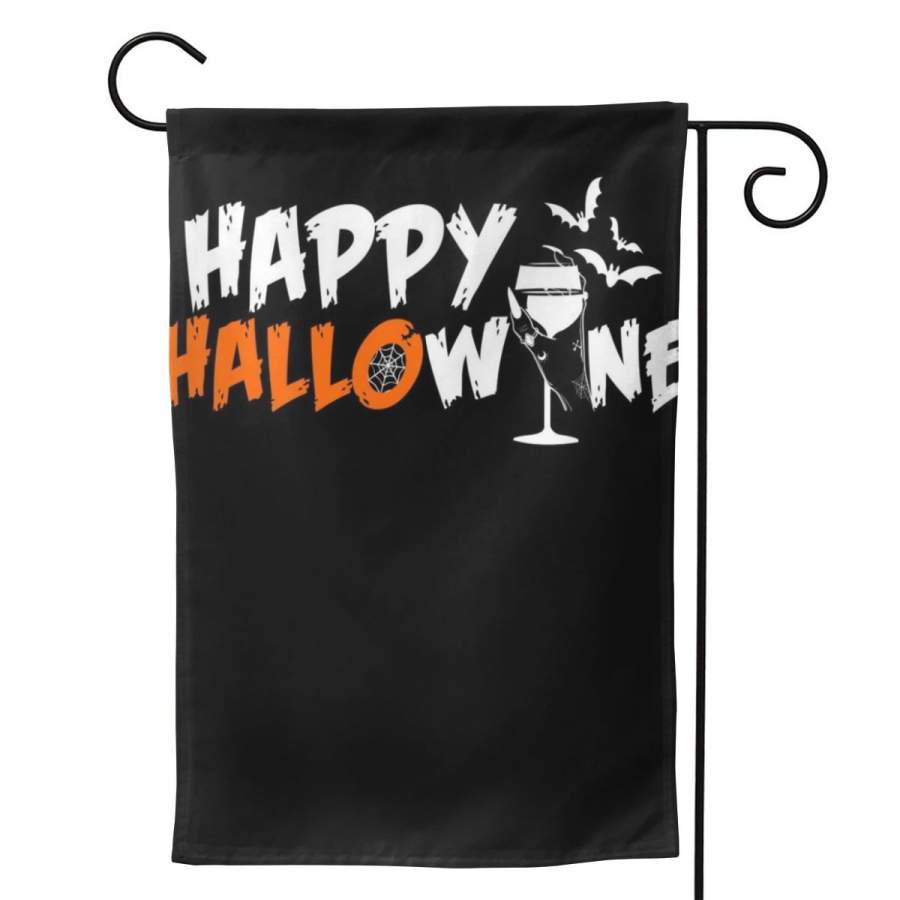 2 Pcs Garden Flag Happy Hallowine Funny Halloween Horizontal Poster 12.5″x18″ -Mothers Day, Birthday Gifts for Mom, Dad, Wife, Husband, Daughters, Grandma, Friends