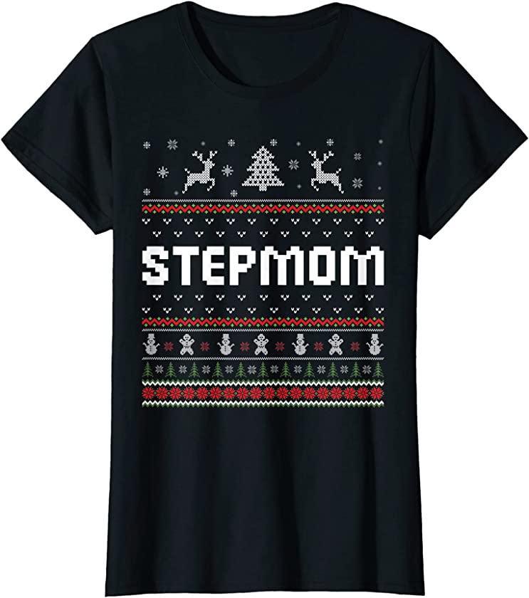 Womens Stepmom Ugly Holiday Party Matching Ugly Christmas Sweater T-Shirt