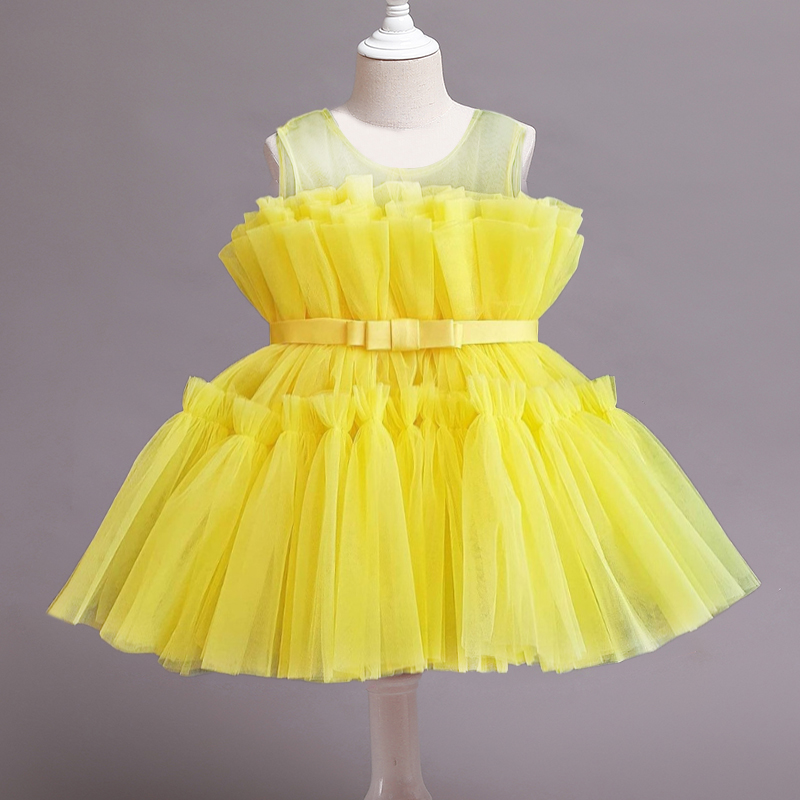 Baby Girl Dress 0-5Y Sleeveless Mesh Princess Dress Tutu Newborn Dress Girl Wedding Party Dress Baby Girl 1st Birthday Dress alx