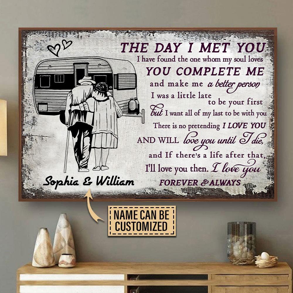 Aeticon Gifts Personalized Camping Sketch The Day I Met Canvas Mom Dad Gift Home Decor