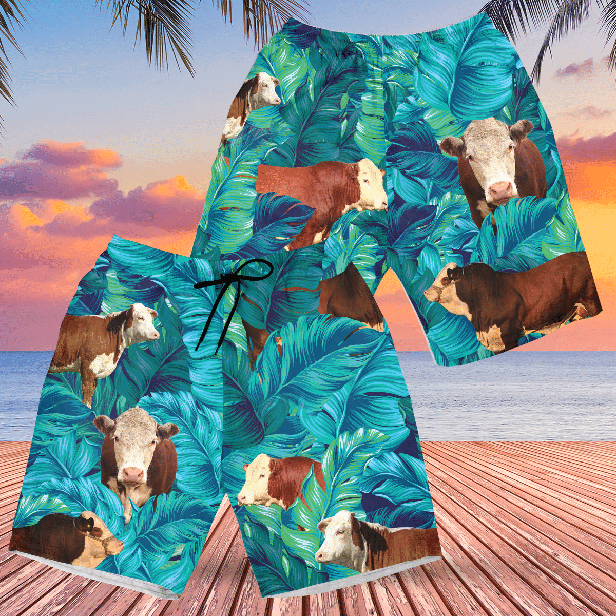 Hereford Cattle Lovers Hawaiian Shorts – Hawaiian Shirt For Men, Hawaiian Shirt For Women, Aloha Shirt