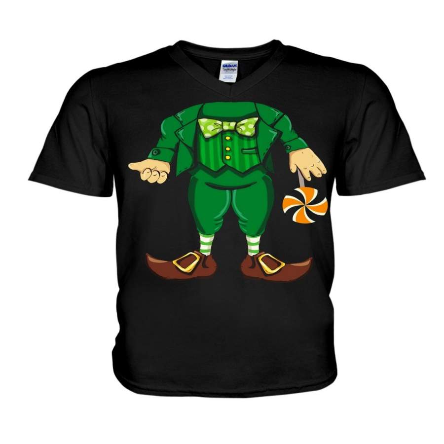 Leprechaun Holding A Candy Kids Saint Patrick’s Day Guys V-Neck