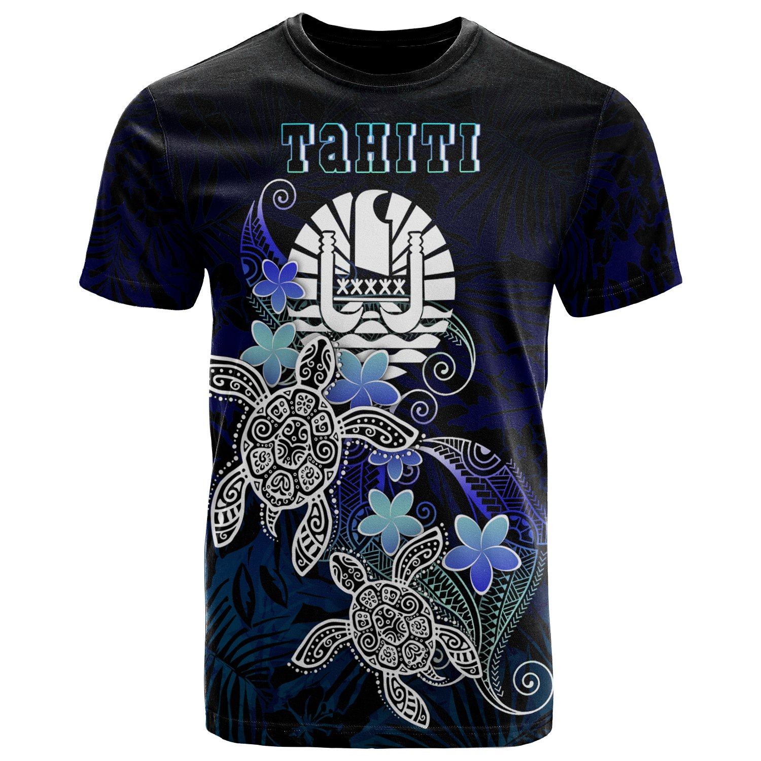 Tahiti Polynesian T-Shirt – Blue Turtle Couple – BN22