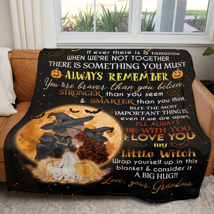 To My Granddaughter I Love You My Little Witch Fleece Blanket Gift For Family, Birthday, Halloween, Granddaughter Gift Home Decor Bedding Couch Sofa Soft And Comfy