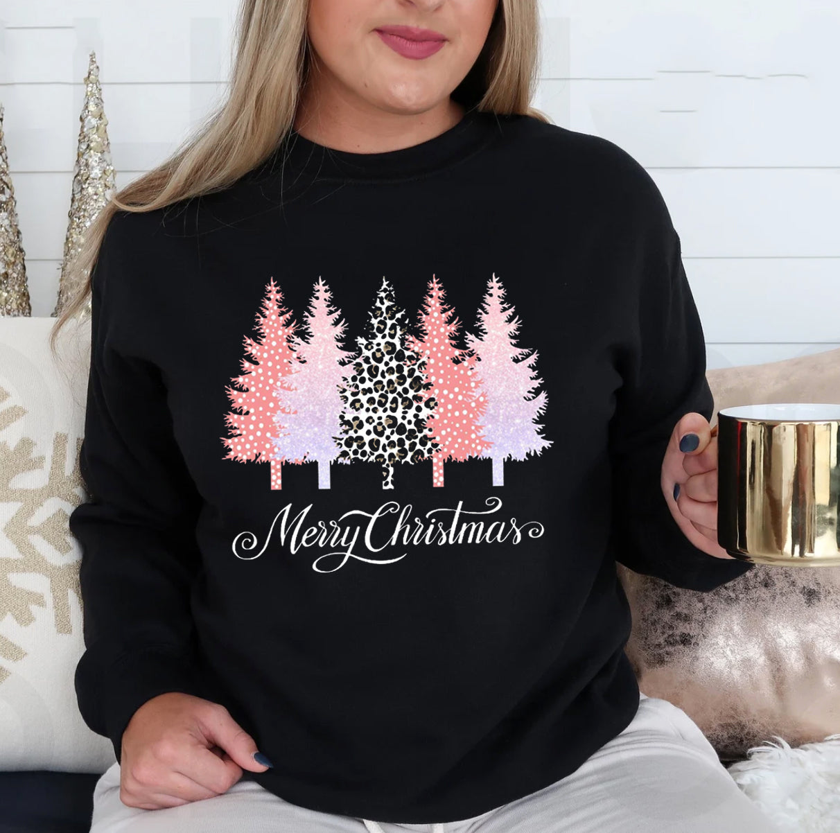 Christmas Women Sweatshirt, Leopard Print Christmas Sweatshirt, Merry Christmas Sweatshirt, Cute Christmas Sweater, Women Holiday Long Sleeve, Christmas Sweatshirt