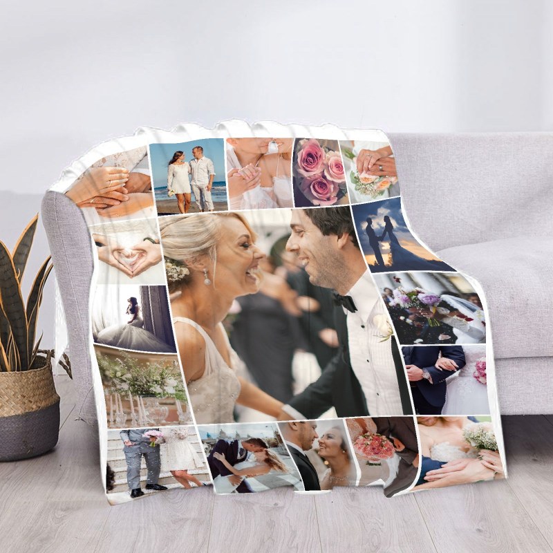 Custom Blanket with 15 Photos Love Family Memories Personalized Picture Throw Blanket with Text Gift for Family Couple Friends alx