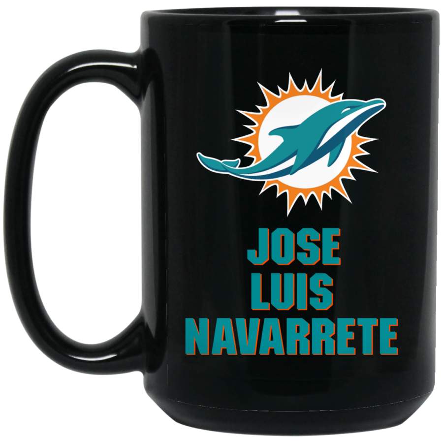 Personalized Miami Dolphins Logo Jose Luis NAVARRETE BM15OZ 15 oz. Black Mug