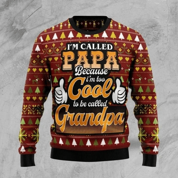 Too Cool To Be Called Grandpa Christmas Ugly Christmas Sweater