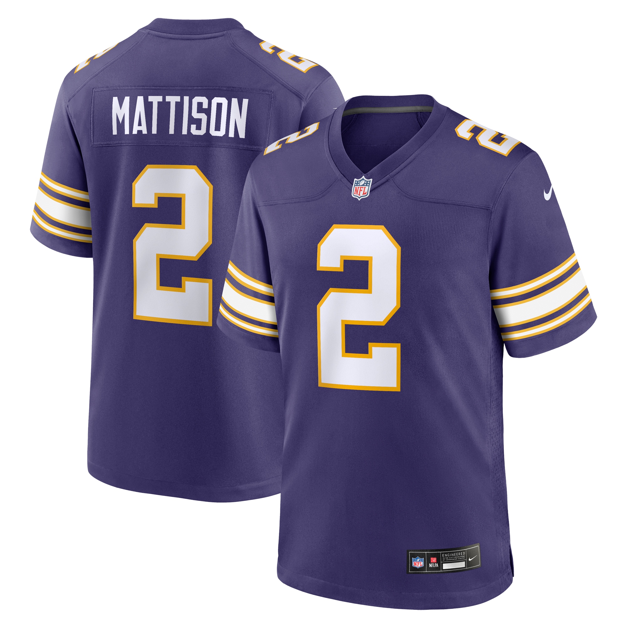 Men’s Minnesota Vikings Alexander Mattison Purple Classic Player Game Jersey