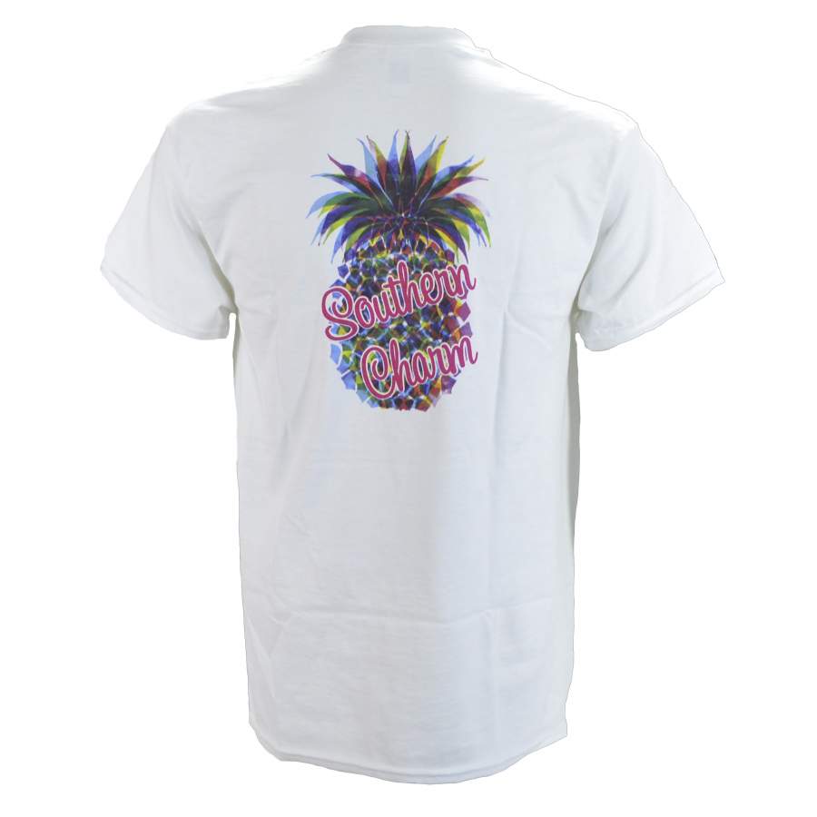 Southern Charm Pineapple on a White Short Sleeve T Shirt