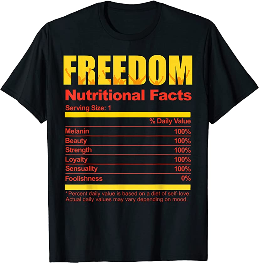 Juneteenth Black Queen King Freedom Nutritional Facts Women T-Shirt