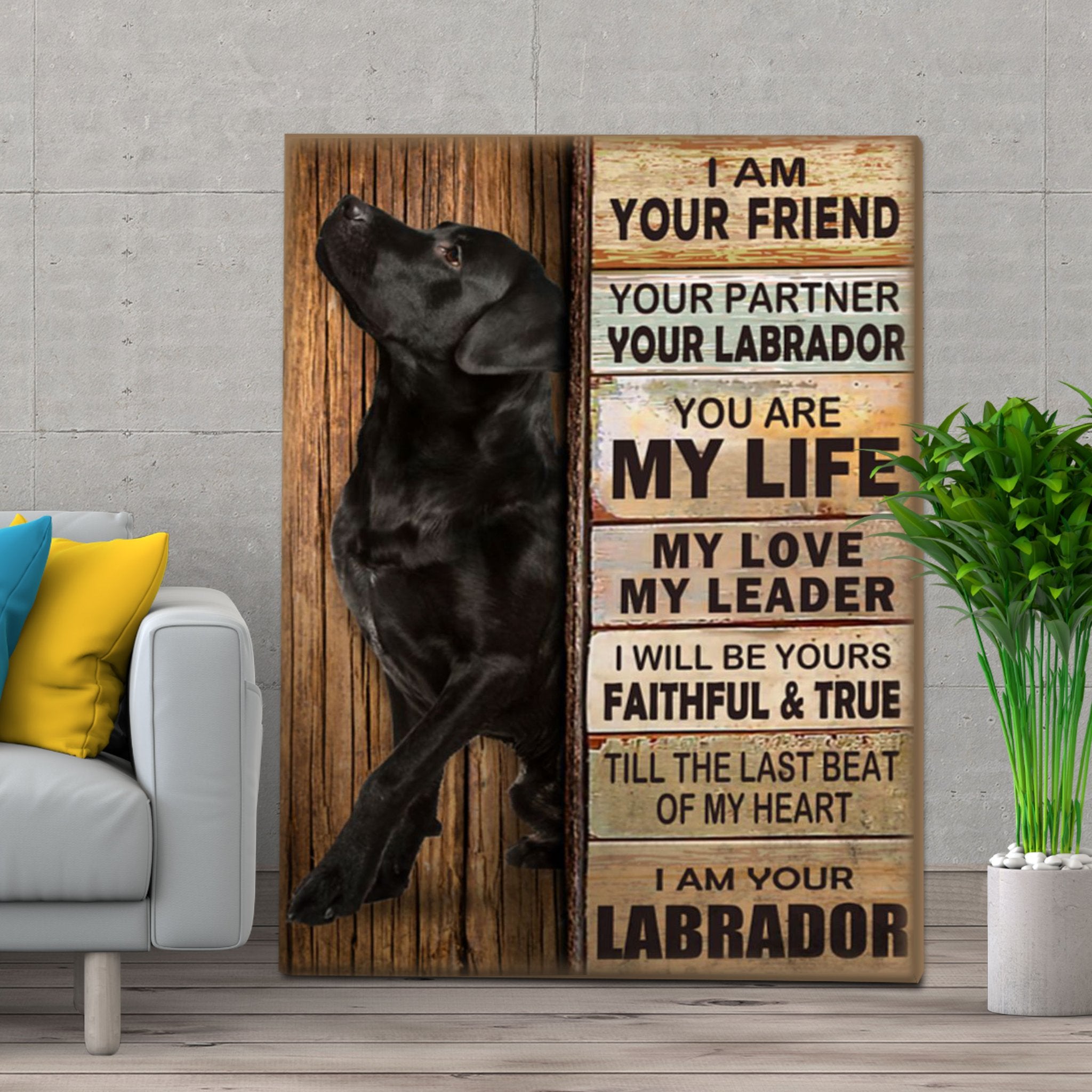 Black Labrador Dog Premium Wall Art Canvas