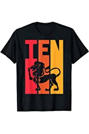 10th Birthday Leo Lion Zodiac Retro Girl Boy 10 years old T-Shirt