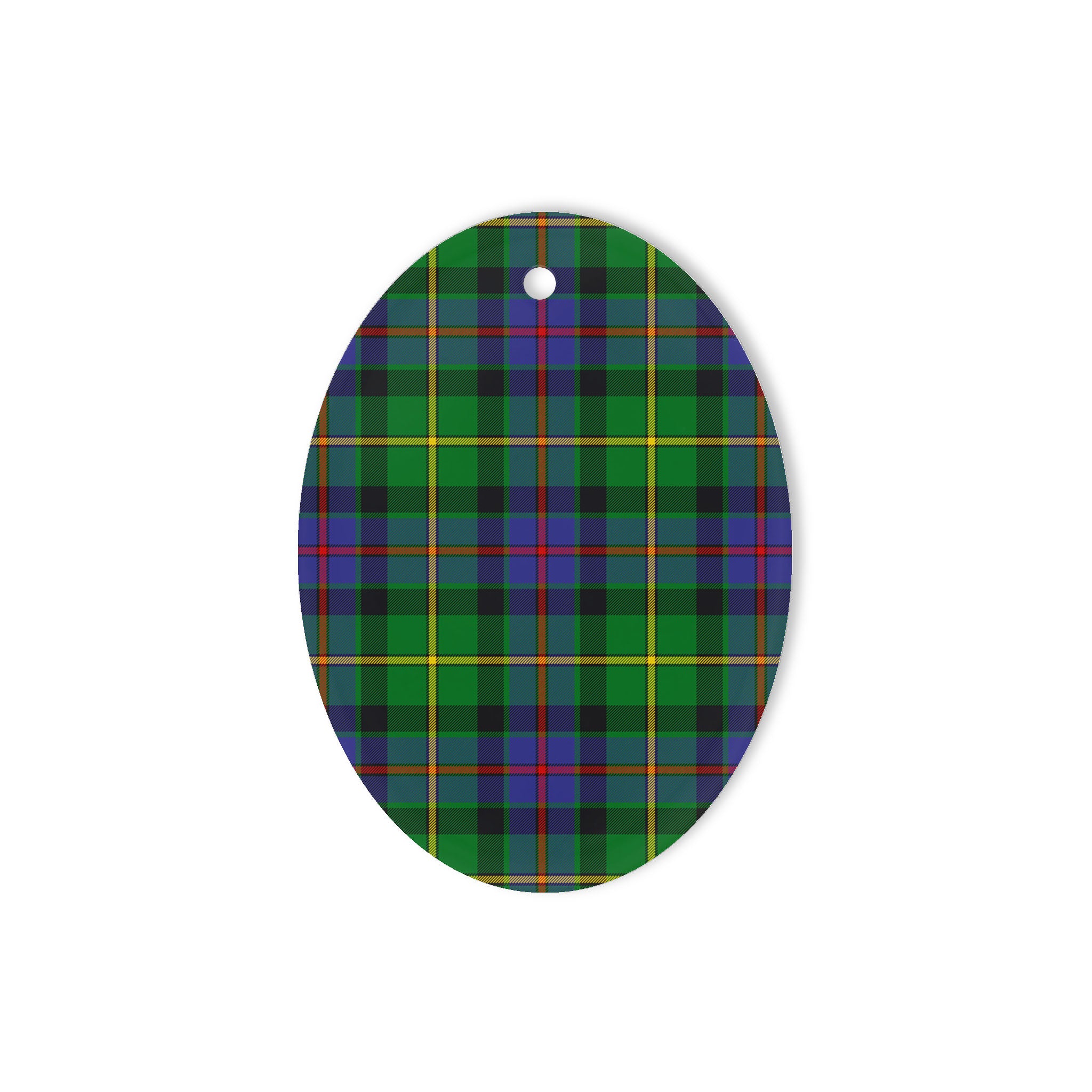 Tait Tartan Oval Ornaments, Christmas Tree Ornament, Plaid Christmas Ornaments, Ceramic Oval Christmas Tree Decoration