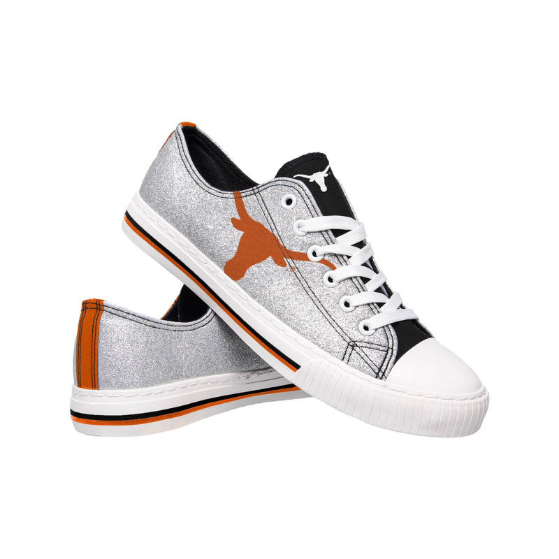 Texas Longhorns NCAA Womens Glitter Low Top Canvas Shoes