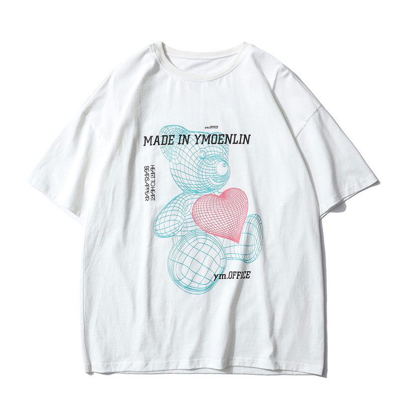 Girlfriend Boyfriend Bear Love Heart Print T-Shirt