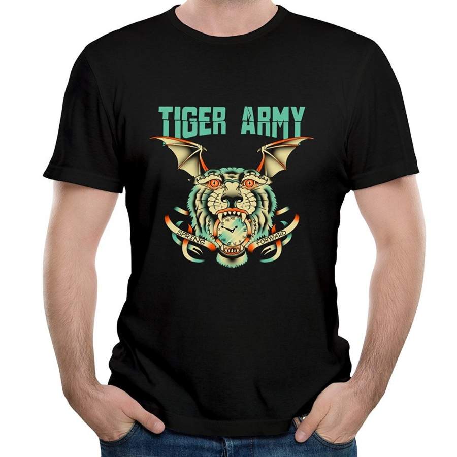 Fashion Band Tiger Army Music From Regions Beyond Album Unique Men’s T-shirts Cotton Short Sleeve Mens Funny Cool T-Shirt